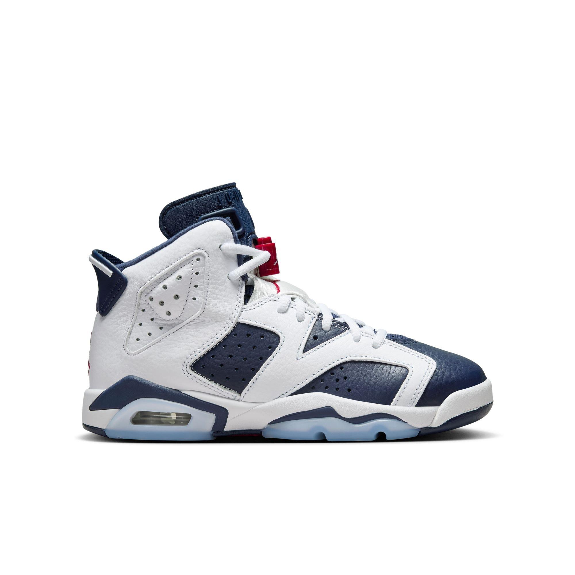 Jordan 6 Retro White And Midnight Navy Grade School Kids Shoe Hibbett